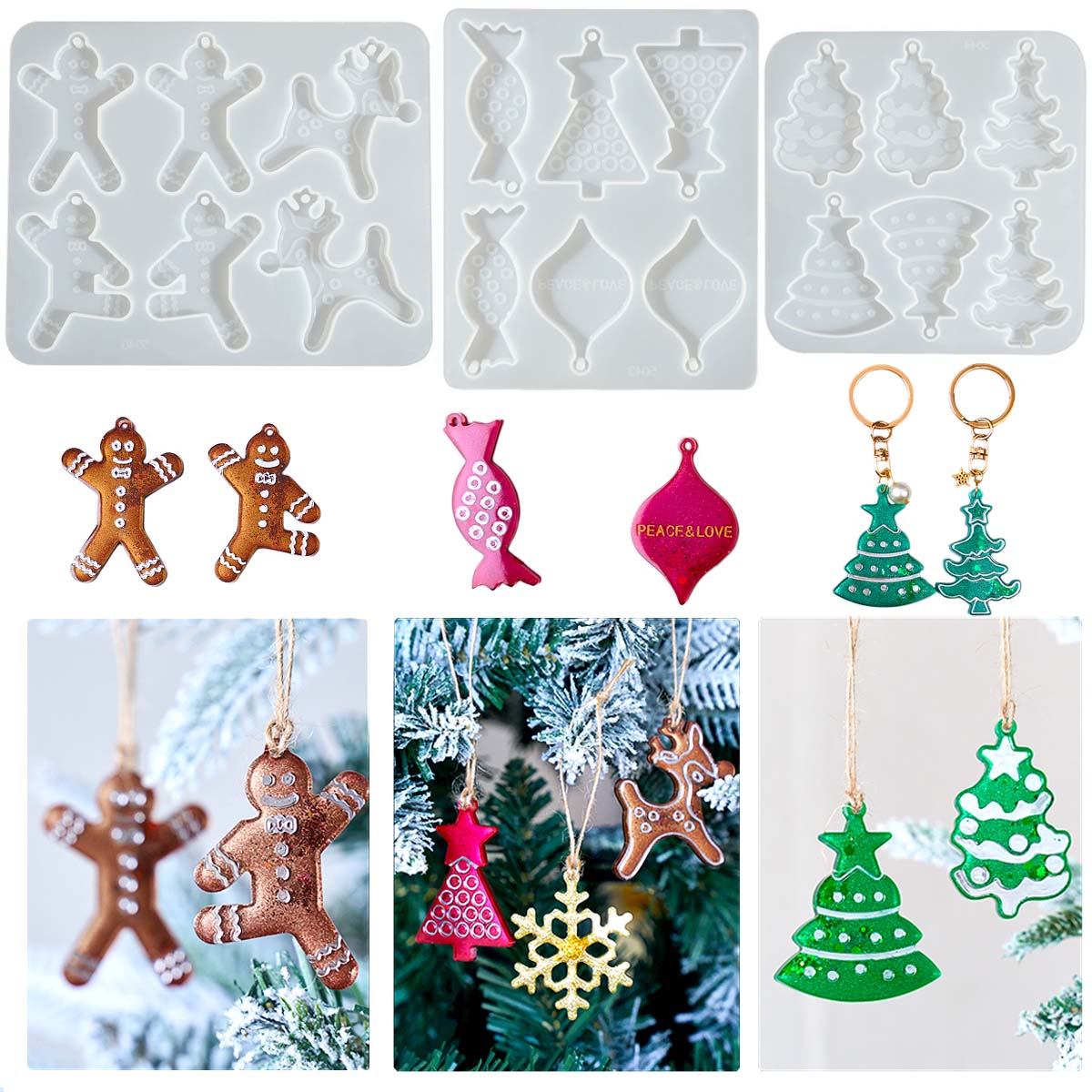 Resin Mold Jewelry - Christmas Series Earrings Pendant Silicone Mold