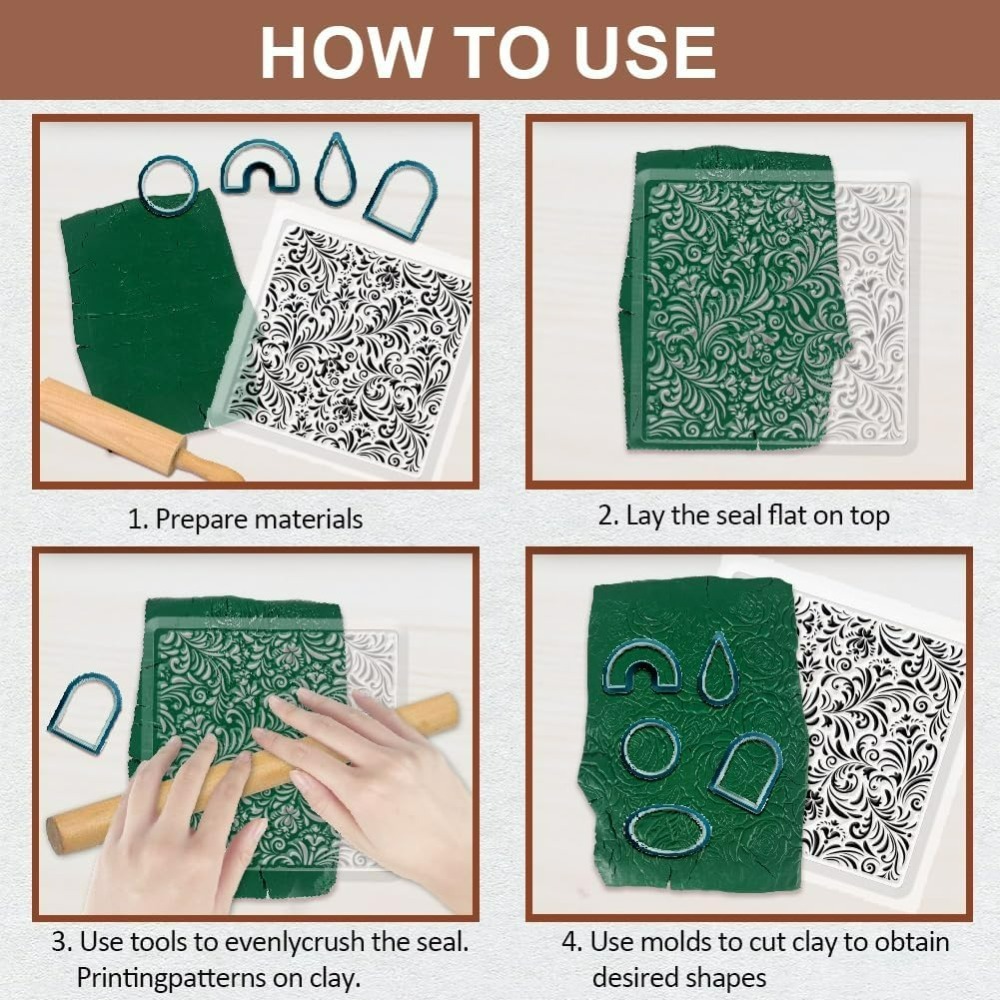 Polymer Clay Texture Sheets Fu - Jewelry Making In Clay recension och pris